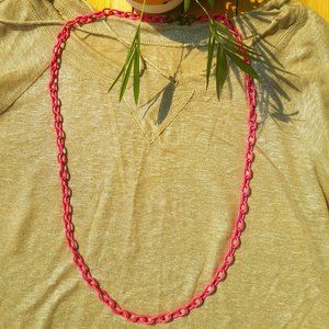 J.Crew hot pink enamel Metal long chain necklace